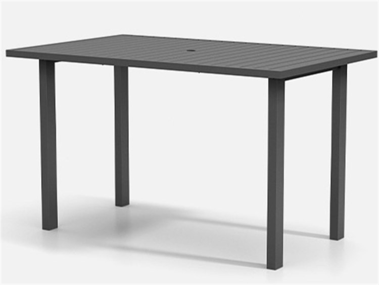 Homecrest Latitude Aluminum 67''W x 42''D Rectangular Bar Post Base Table with Umbrella Hole