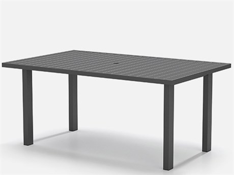 Homecrest Latitude Aluminum 67''W x 42''D Rectangular Cafe Post Base Table with Umbrella Hole