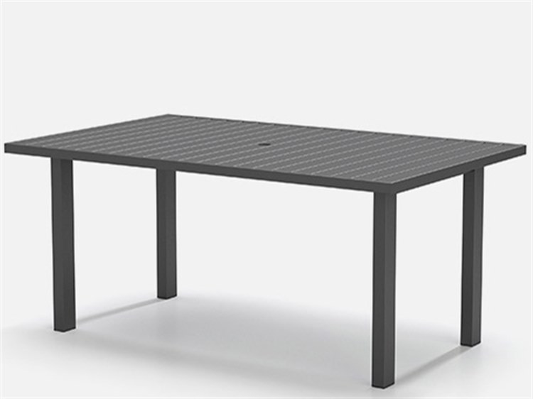 Homecrest Latitude Aluminum 67''W x 42''D Rectangular Cafe Post Base Table with Umbrella Hole