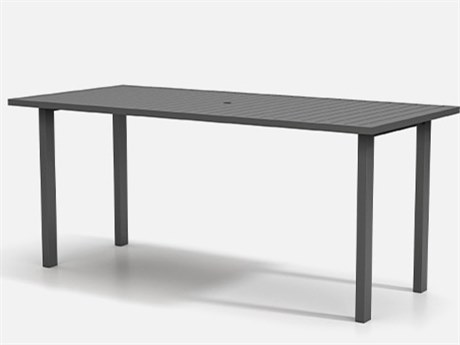 Homecrest Latitude Aluminum 93''W x 42''D Rectangular Bar Post Base Table with Umbrella Hole