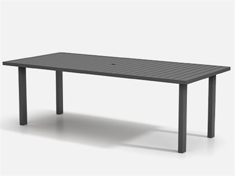 Homecrest Latitude Aluminum 93''W x 42''D Rectangular Chat Post Base Table with Umbrella Hole