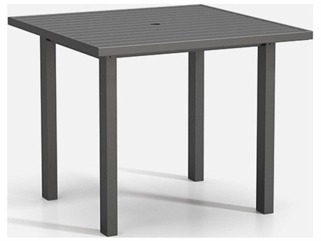 Homecrest Latitude Aluminum 42'' Wide Square Post Base Counter Table With Umbrella Hole