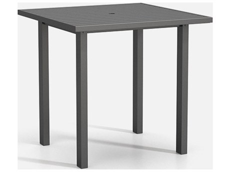 Homecrest Latitude Aluminum 42'' Wide Square Post Base Bar Table with Umbrella Hole