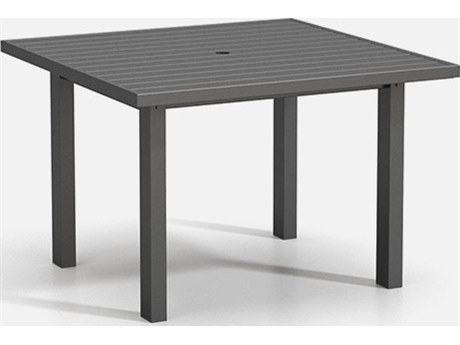 Homecrest Latitude Aluminum 42'' Wide Square Post Base Dining Table with Umbrella Hole