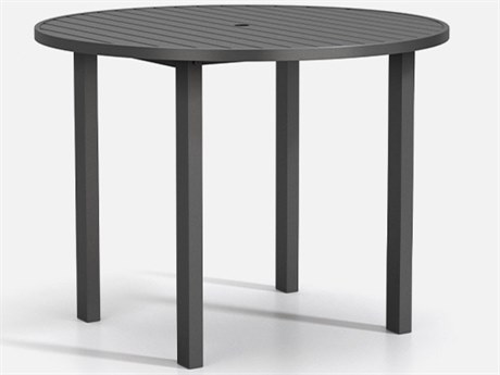 Homecrest Latitude Aluminum 54'' Round Bar Post Table with Umbrella Hole