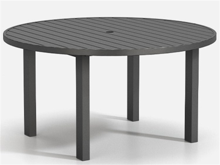 Homecrest Latitude Aluminum 54'' Round Dining Post Table with Umbrella Hole