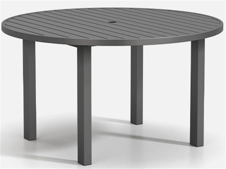 Homecrest Latitude Aluminum 54'' Round Cafe Post Table with Umbrella Hole