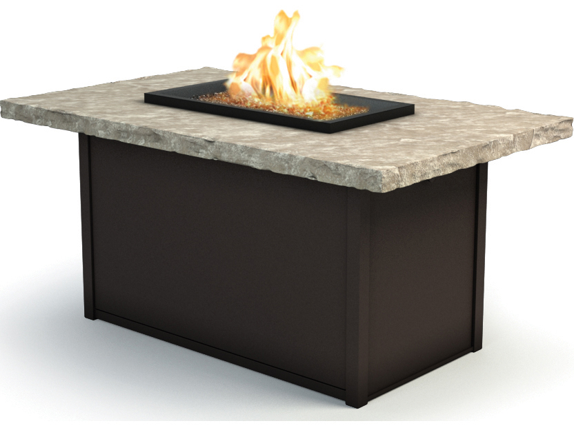 Homecrest Sandstone Aluminum 52 X 32 Rectangular Chat Fire Pit