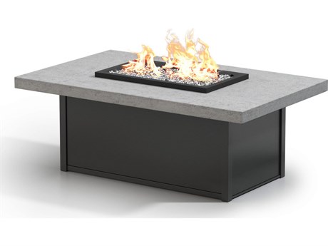 Homecrest Concrete Aluminum 52''W x 32''D Rectangular Fire Pit Table