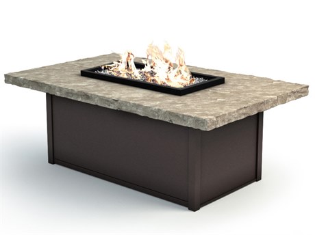 Homecrest Sandstone Aluminum 52''W x 32''D Rectangular Fire Pit Table
