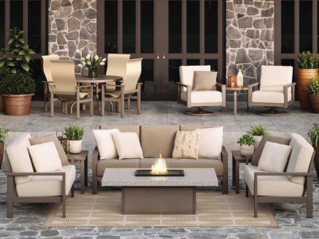 Homecrest Grace Cushion Aluminum Fire Pit Lounge Set | HCGRACELNGESET