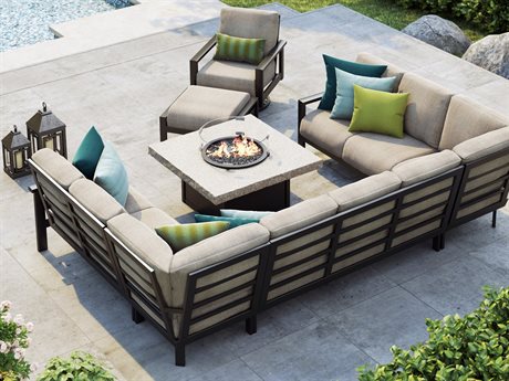 Homecrest Elements Modular Aluminum, Outdoor Patio Sectional With Fire Pit