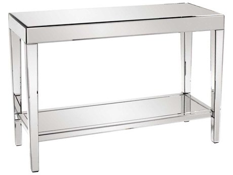 Howard Elliott Mirrored Rectangular Glass Silver Console Table