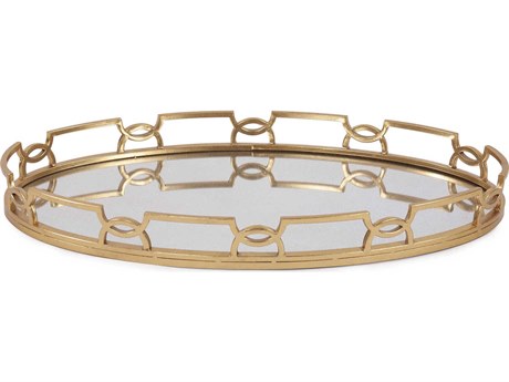 Howard Elliott Gold with Antiqued Mirror Serving Tray