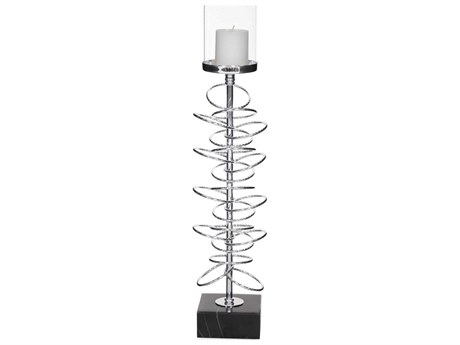 Howard Elliott Chrome Black Ring Toss Candle Holder