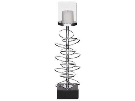 Howard Elliott Chrome Black Ring Toss Candle Holder