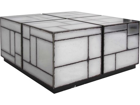 Howard Elliott Braque Square Glass Smokey Gray Black Coffee Table