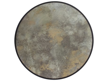 Howard Elliott Golden Haze Black Gray Brown Round Antique Mirror