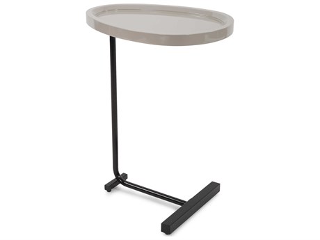 Howard Elliott Tobin Oval Wood Taupe End Table
