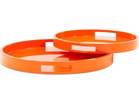 Howard Elliott Saint Tropez Glossy Orange Serving Tray Set of 2