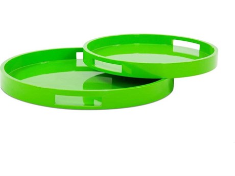 Howard Elliott Saint Tropez Glossy Green Serving Tray Set of 2