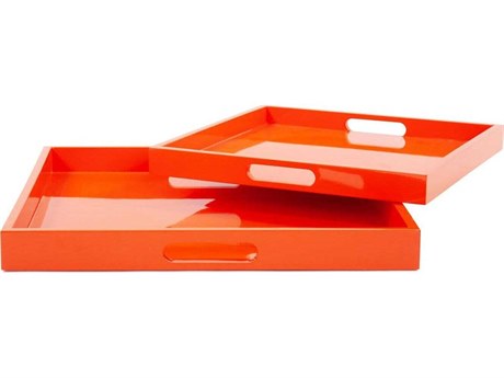 Howard Elliott Saint Tropez Glossy Orange Serving Tray Set of 2