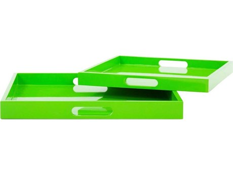 Howard Elliott Saint Tropez Glossy Orange Serving Tray Set of 2