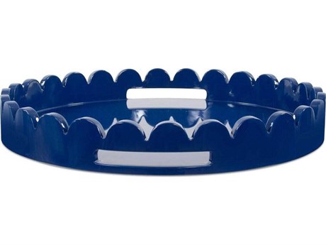 Howard Elliott Scalloped Riviera Glossy Blue Serving Tray
