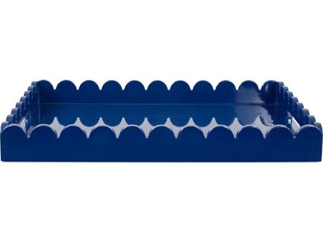 Howard Elliott Scalloped Riviera Glossy Blue Serving Tray