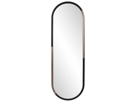 Howard Elliott Fitzgerald Black Brass Oval Wall Mirror