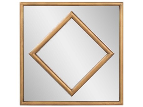 Howard Elliott Miles Antique Brass Square Wall Mirror