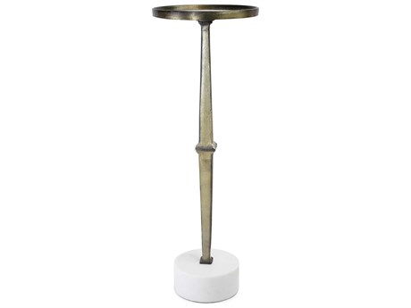 Howard Elliott Cin Cin 9" Round Mirror Gold White End Table