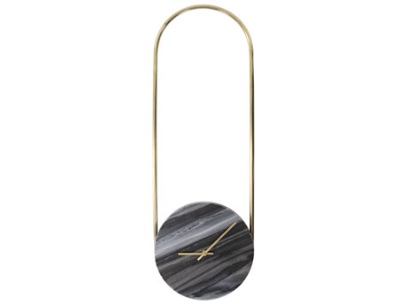 Howard Elliott Balance of Mies Black Marble / Stainless Steel Clock