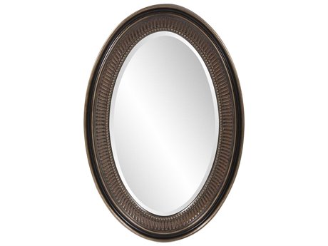 Howard Elliott Ethan Museum Bronze Oval Wall Mirror