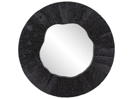 Howard Elliott Yazku Matte Black Round Wall Mirror