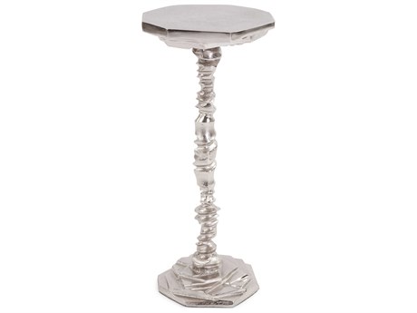 Howard Elliott Rock 9" Octagon Metal Silver End Table