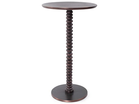 Howard Elliott Brancusi Round Metal Bronze End Table