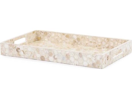 Howard Elliott Cream Gray Capiz Shell Serving Tray