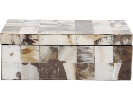 Howard Elliott Godfrey Rectangular White Horn Tiled Box
