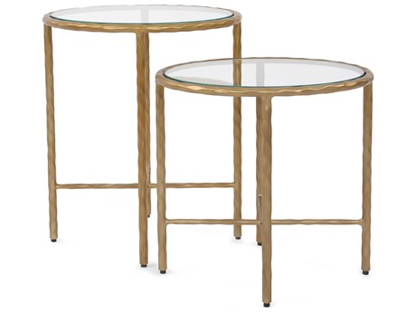 Howard Elliott Tetro Oval Glass Brass End Table
