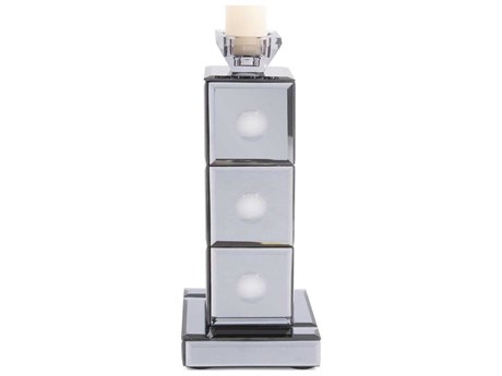 Howard Elliott Smokey Gray Grigio Mirrored Candle Holder
