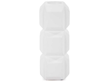 Howard Elliott Matte White Triple Cubic Candle Holder
