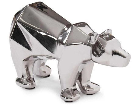 Howard Elliott Electroplated Silver Kaslo Modern Polar Bear Sculpture