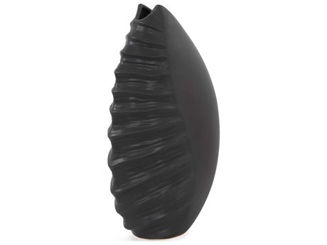Howard Elliott Dierks Ribbed Matte Black Vase