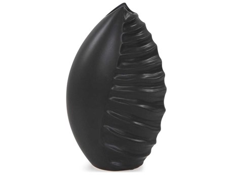 Howard Elliott Dierks Ribbed Matte Black Vase
