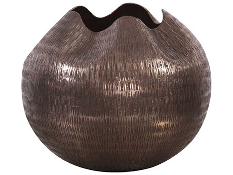 Howard Elliott Textured Copper Pinched Top Globe Vase