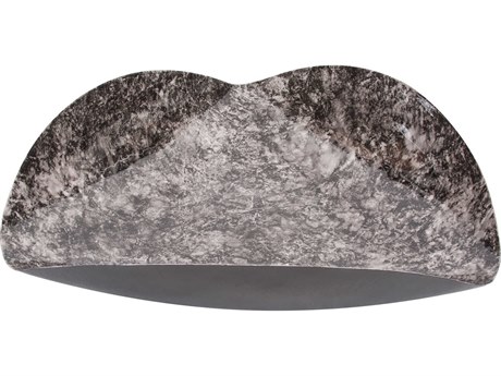 Howard Elliott Flared Black Marbled Iron Decorative Plate