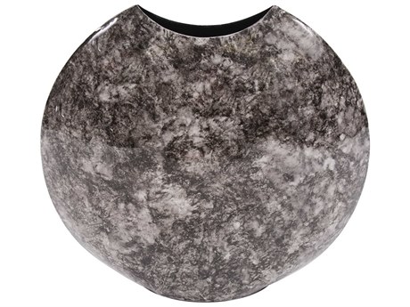 Howard Elliott Round Black Neutral Disc Vase