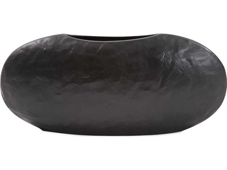 Howard Elliott Hammered Ebony Canoe Vase
