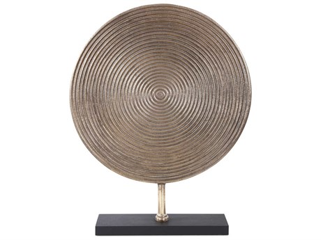 Howard Elliott Antique Gold Black Rings of Time Sculpture